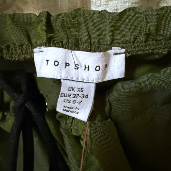 Topshop Dark Green Wide Leg Cargo Pants - Picture 5 of 7
